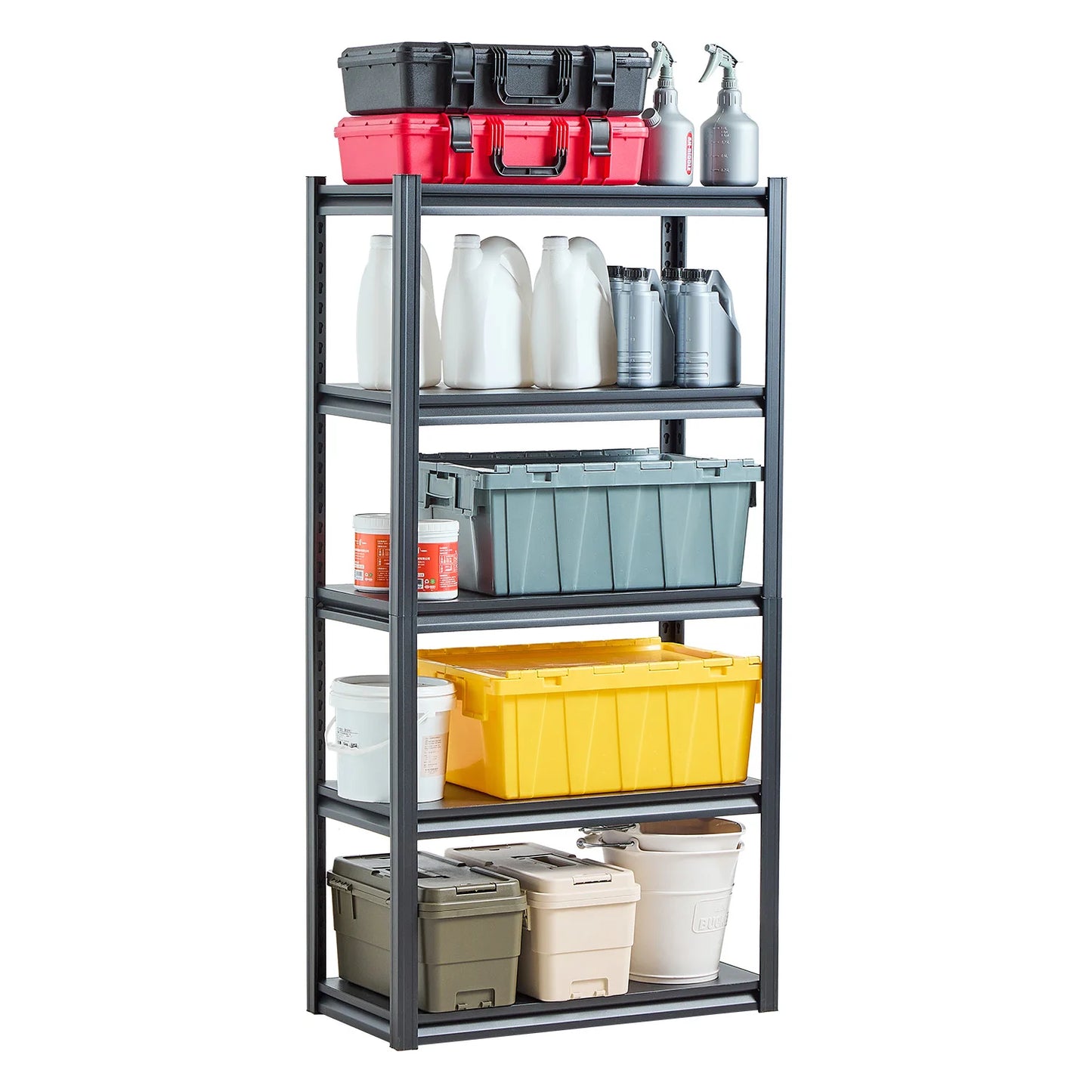 SucceBuy 5-Tier Garage Storage Shelves 2000 lbs Adjustable Metal Shelving Utility Rack Shelf for Kitchen Warehouse Basement